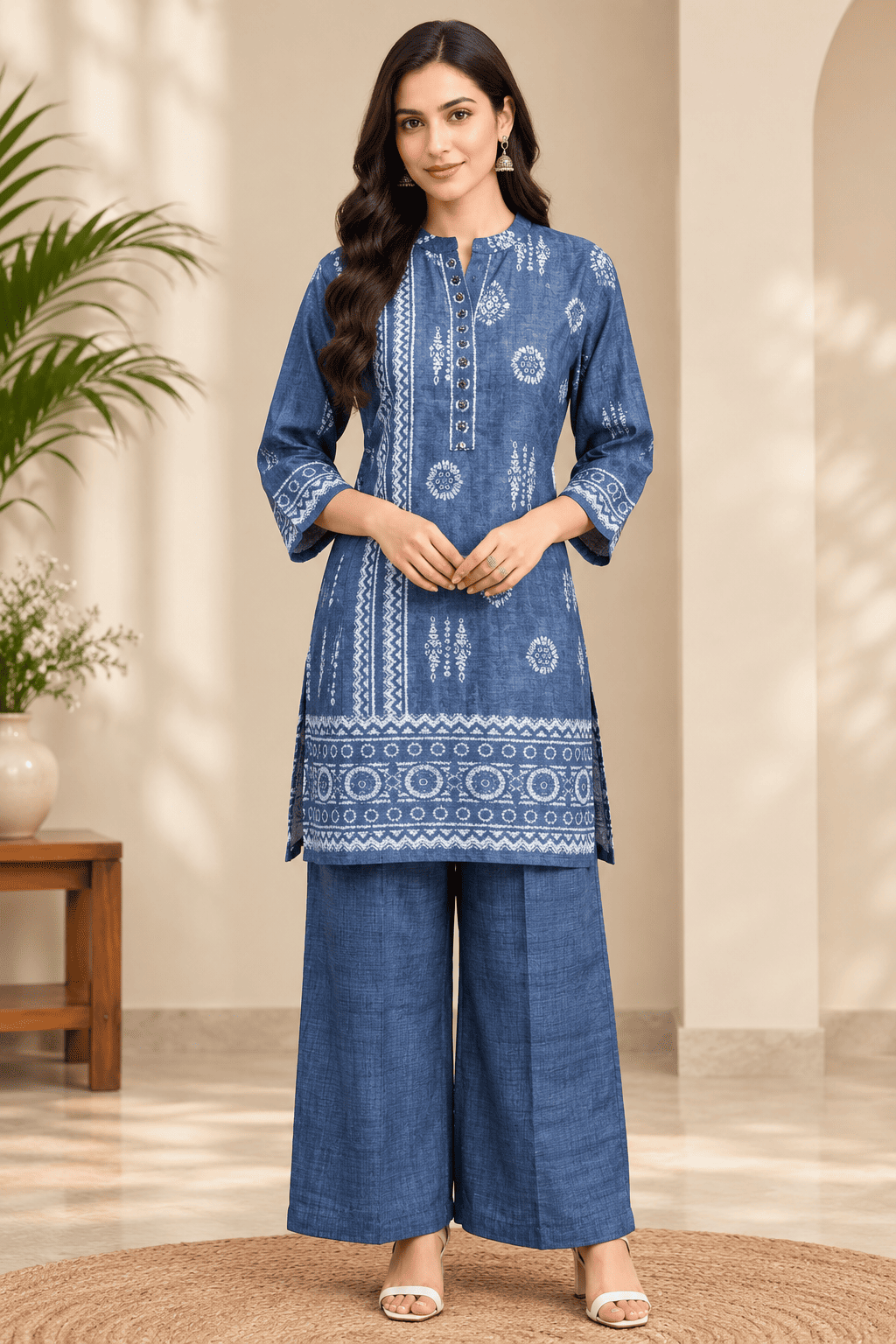 Kamal Exclusive - Indigo Bloom Printed Co-Ord Set