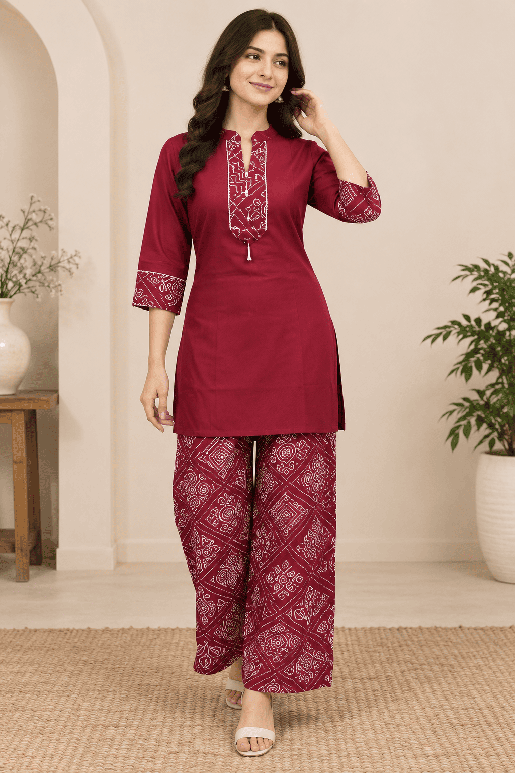 Kamal Exclusive - Maroon Printed Co-Ord Set