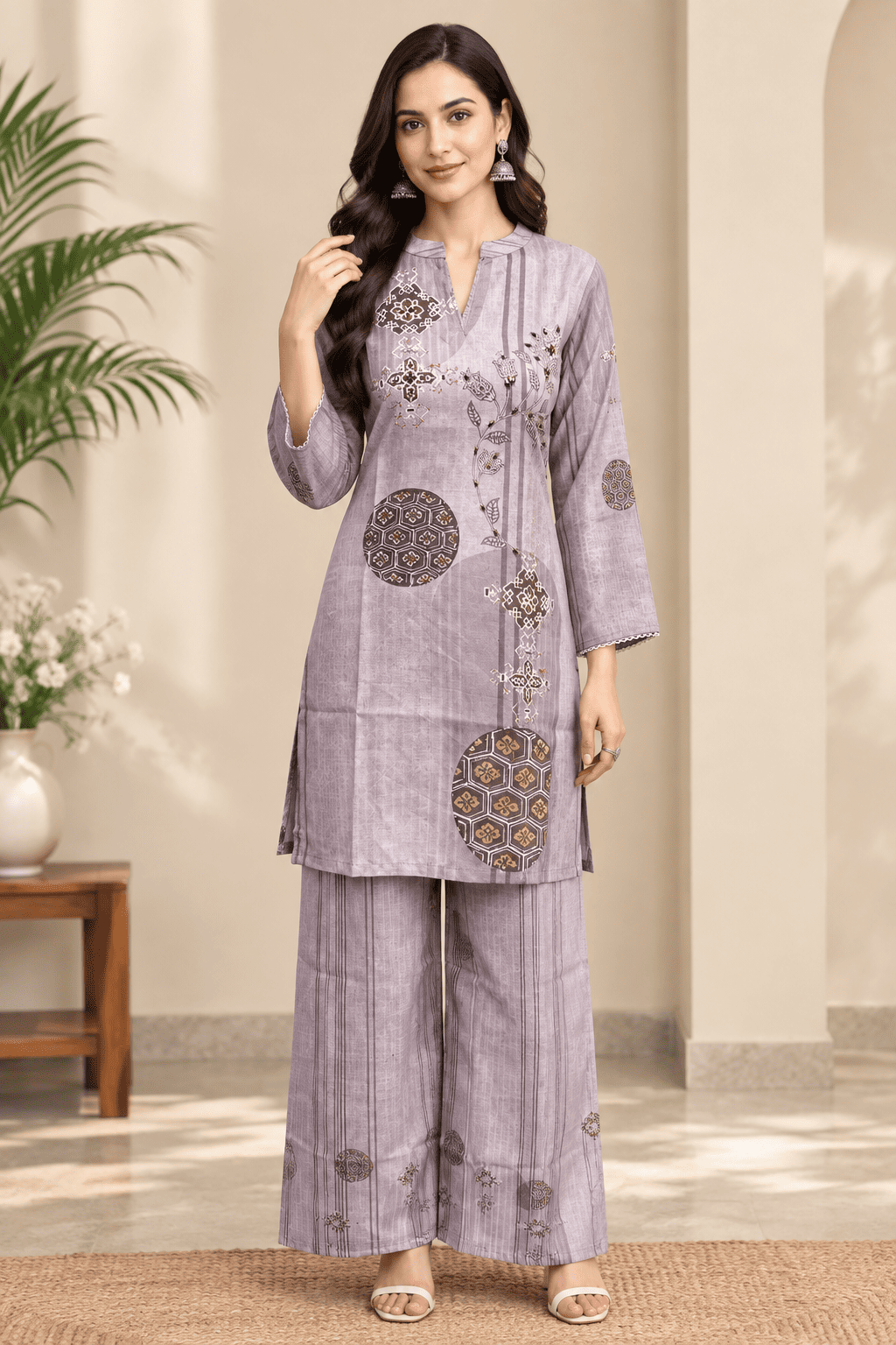 Kamal Exclusive - Lavender Charm Printed Co-Ord Set