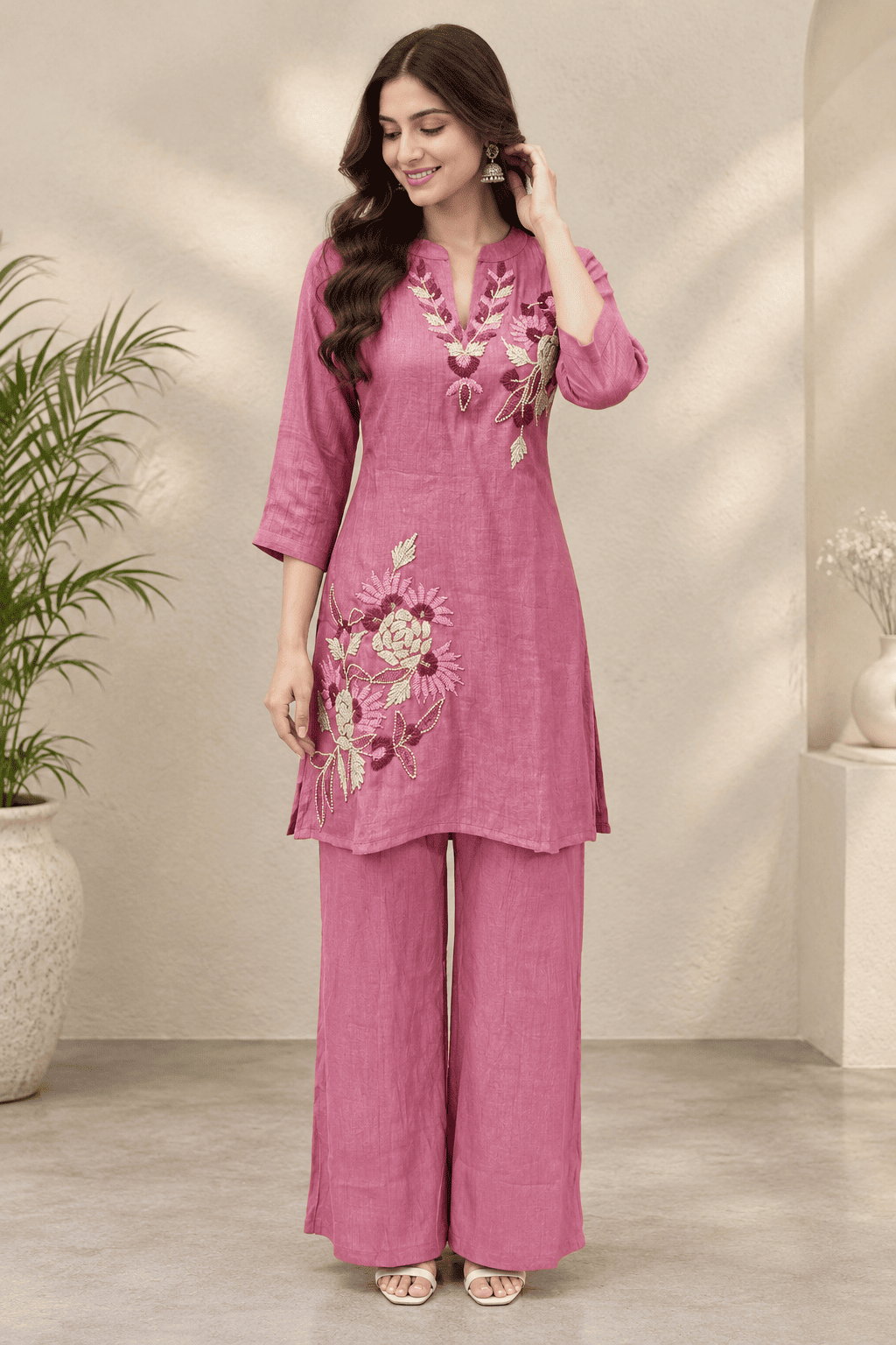 Kamal Exclusive - Floral Embroidered Co-Ord Set