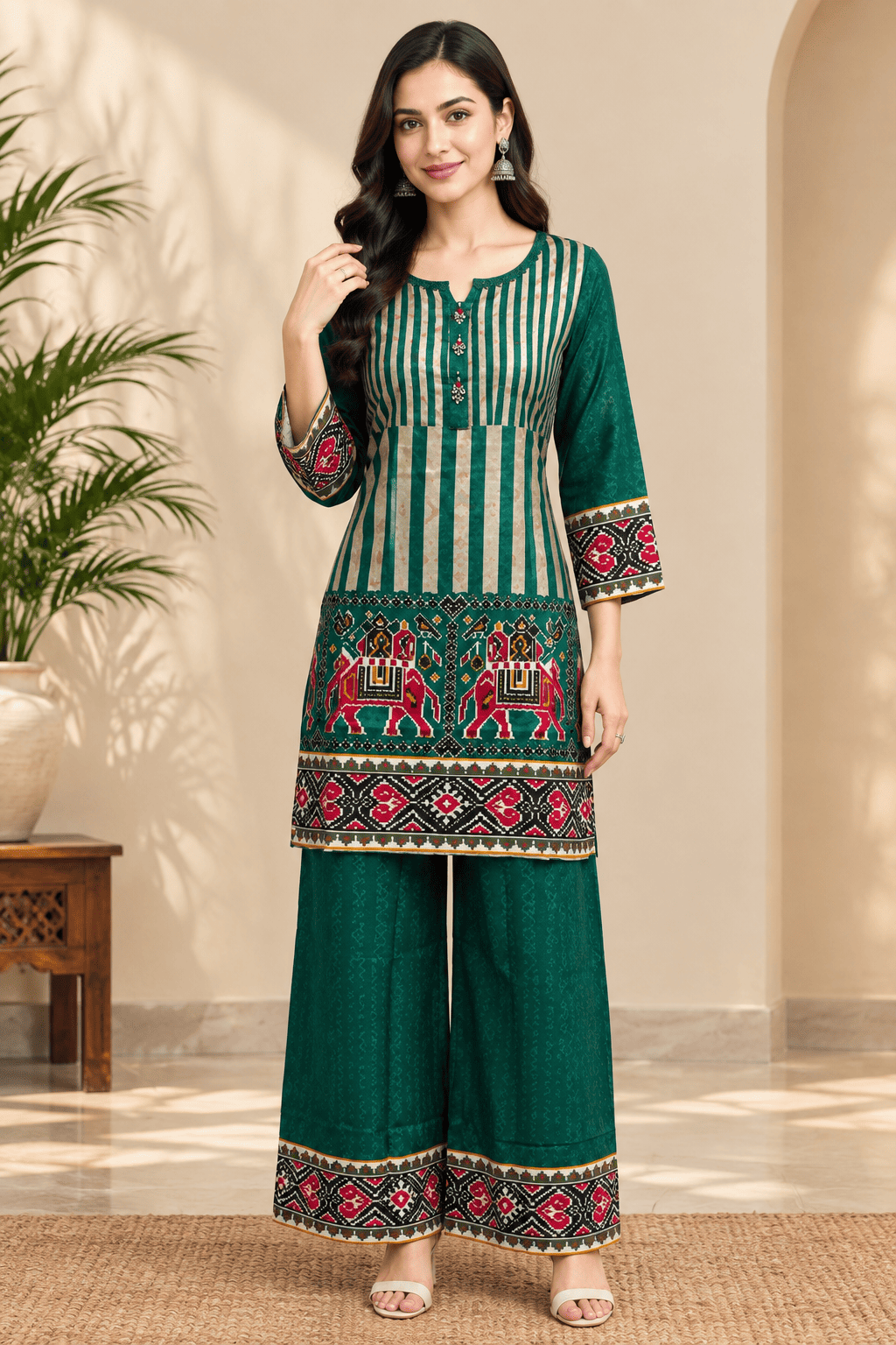 Kamal Exclusive - Emerald Heritage Printed Co-Ord Set